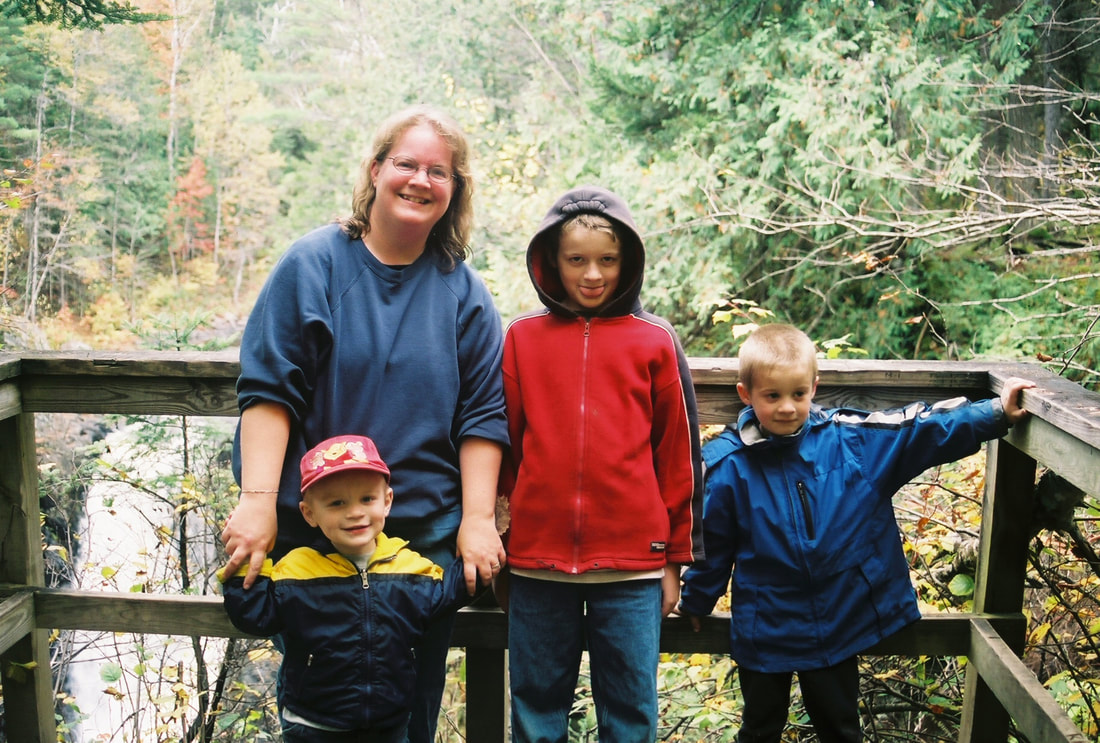 A Maine homeschool family outdoors in autumn